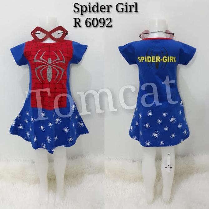 Baju Dress Kostum Anak Cewek Superhero Spider Girl spiderman perempuan karakter merah
