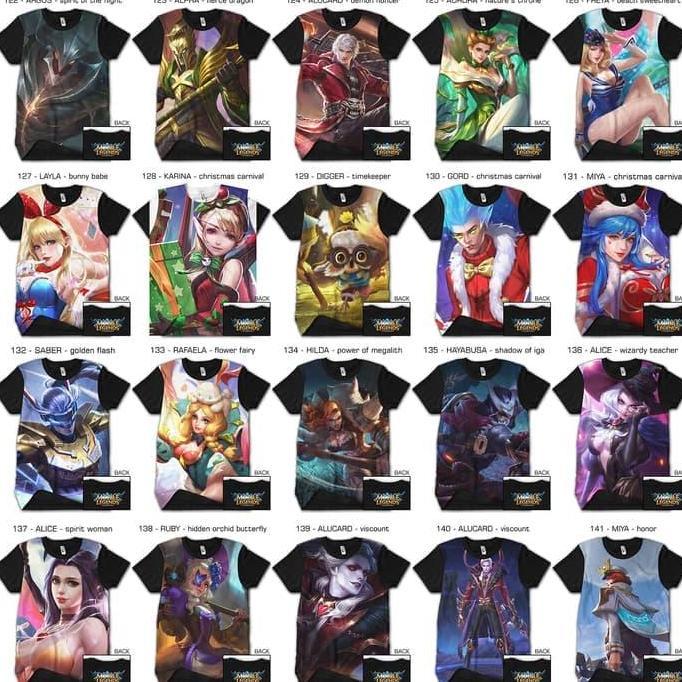 KAOS MOBILE LEGENDS HERO,ALUCARD,KAGURA,SABER,MIYA,LUNOX,ZILONG,GUISON