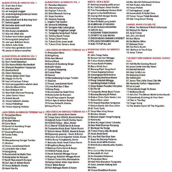 Sale Kaset Cd Mp3 Lagu Rohani Anak-Lagu Anak2 Sekolah Minggu-Lagu Sekolah Minggu-Lagu Anak Gereja Se