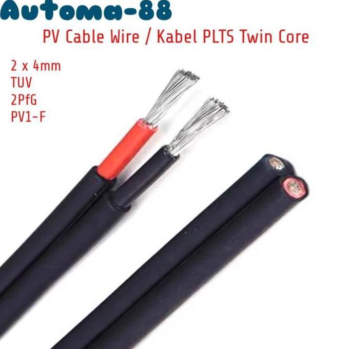 Taiyo- Kabel Plts 2X4Mm Pv Cable Twin Core 4Mm Pv1F Solar Cell Panel Surya 2 X 4Mm 4 Mm2 Kabel Surya