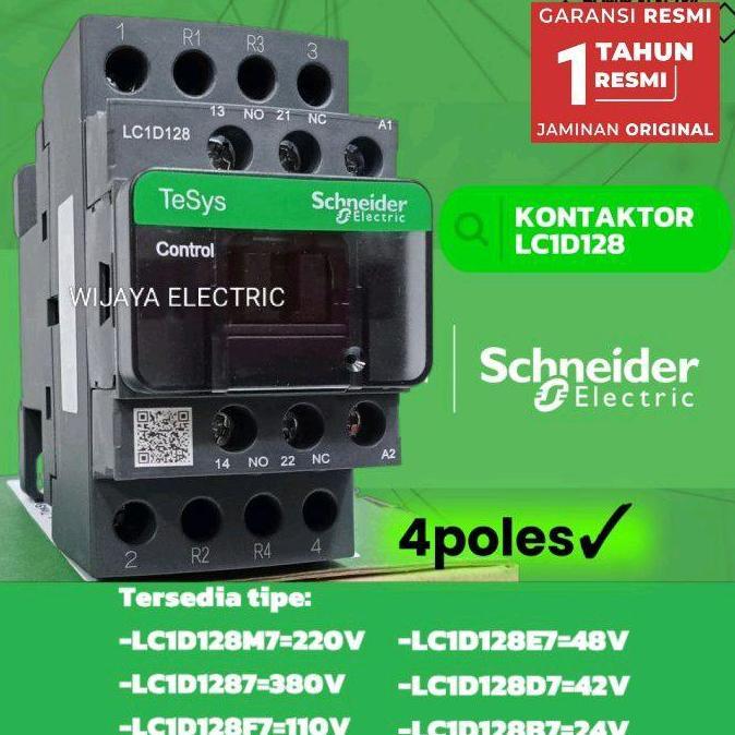 Kontaktor Schneider Lc1D128E7 Lc1D128 E7 48Vac 4P 25A Restock