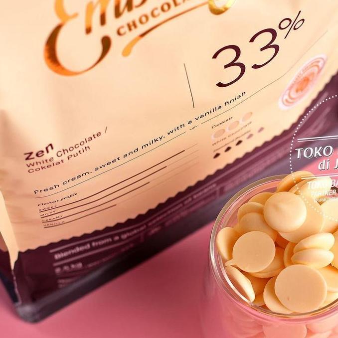 Zairyo- Embassy Chocolate - Zen 33% 100Gr White Couverture Tulip Cokelat Putih Coin Coklat Koin