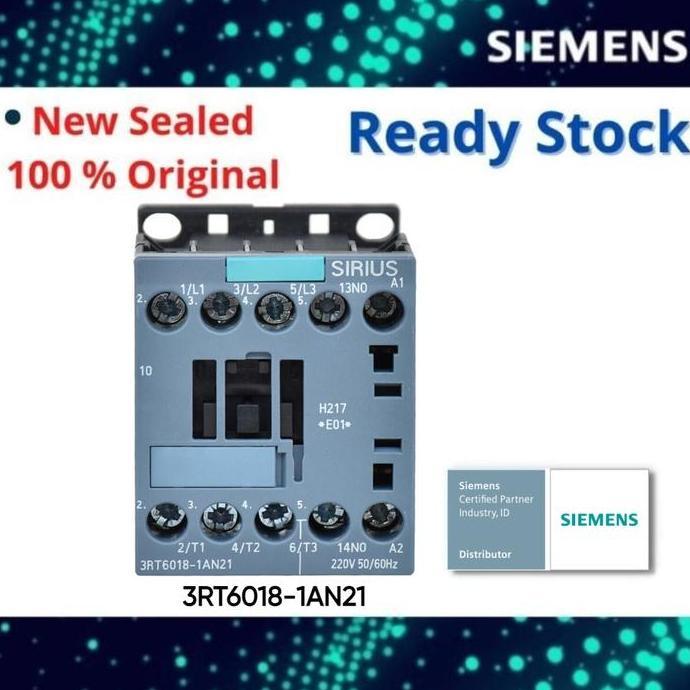 Siemens 3Rt6018-1An21 Contactor Ac 220 V 50/60 Hz Ac3 7.5 Kw 400 V Best Seller