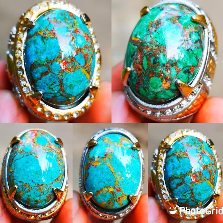 promo terbaru batu akik pirus kuno mesir serat emas top colour big size