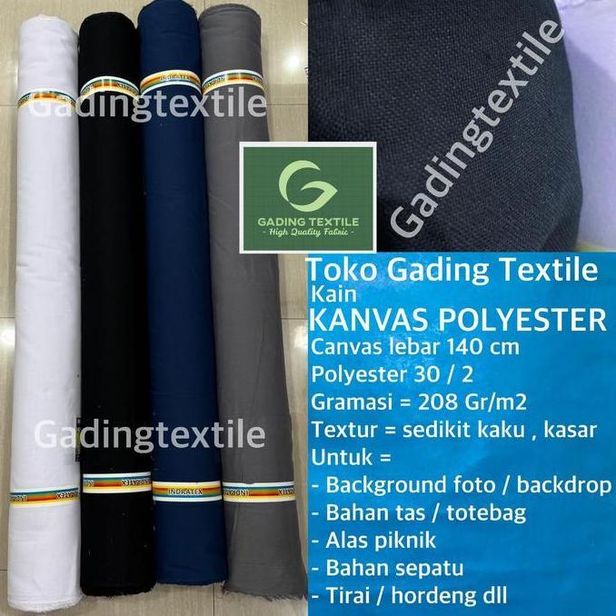 pradipta.riyadi - ( per 1 meter ) kain KANVAS POLYESTER canvas PE warna hitam biru navy putih lebar 