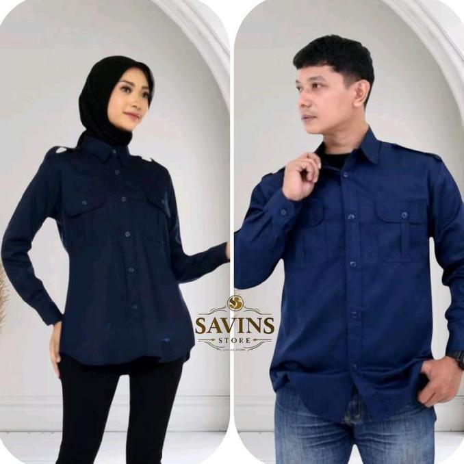 Termurah / Hot Sale Baju Pdl Pdh Biru Dongker Navy Lengan Panjang Kemeja Pdh Wanita Dan Laki-Laki Ba
