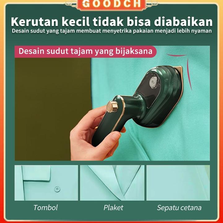 Cuci Gudang Goodch Setrika Portable Mini Uap Alat Setrika Genggam Anti Kerut, Usb Rechargeable, Muda