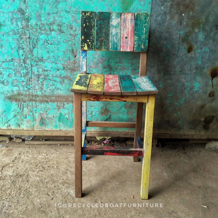 Kursi Bar Cafe pi Vintage Kayu Bekas Kapal