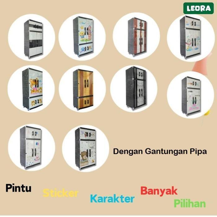LEORA Lemari Pakaian Plastik MR PLAS STICKER STANDAR Lemari Gantungan Lemari Stiker Karakter Lemari 