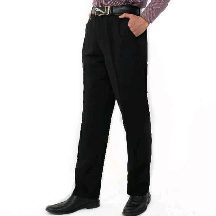 Termurah / Hot Sale Celana Kerja Panjang Reguler Standar Formal Hitam Pria Celana Tisu Hitam Tebal K