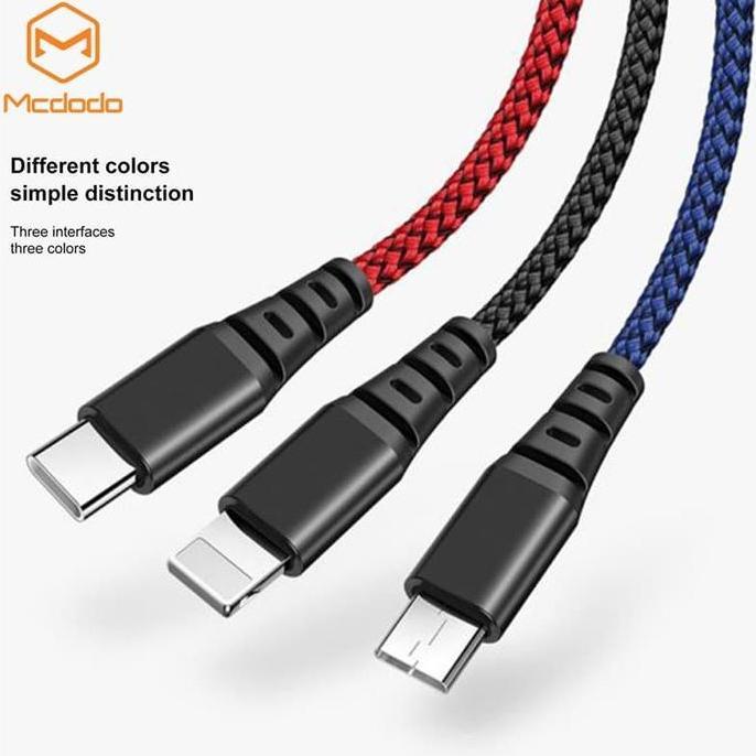 Sale Kabel Charger 3 In 1 Micro Usb, Type C, Iphone Mcdodo Ca 622 1.2 M