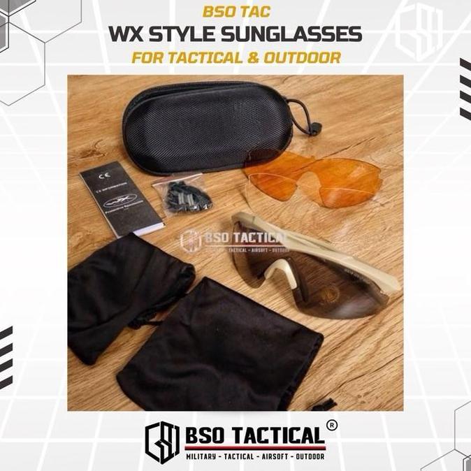 Shiyo- Kacamata Wx Tactical Series Outdoor Eyewear Sunglasses 3 Lens