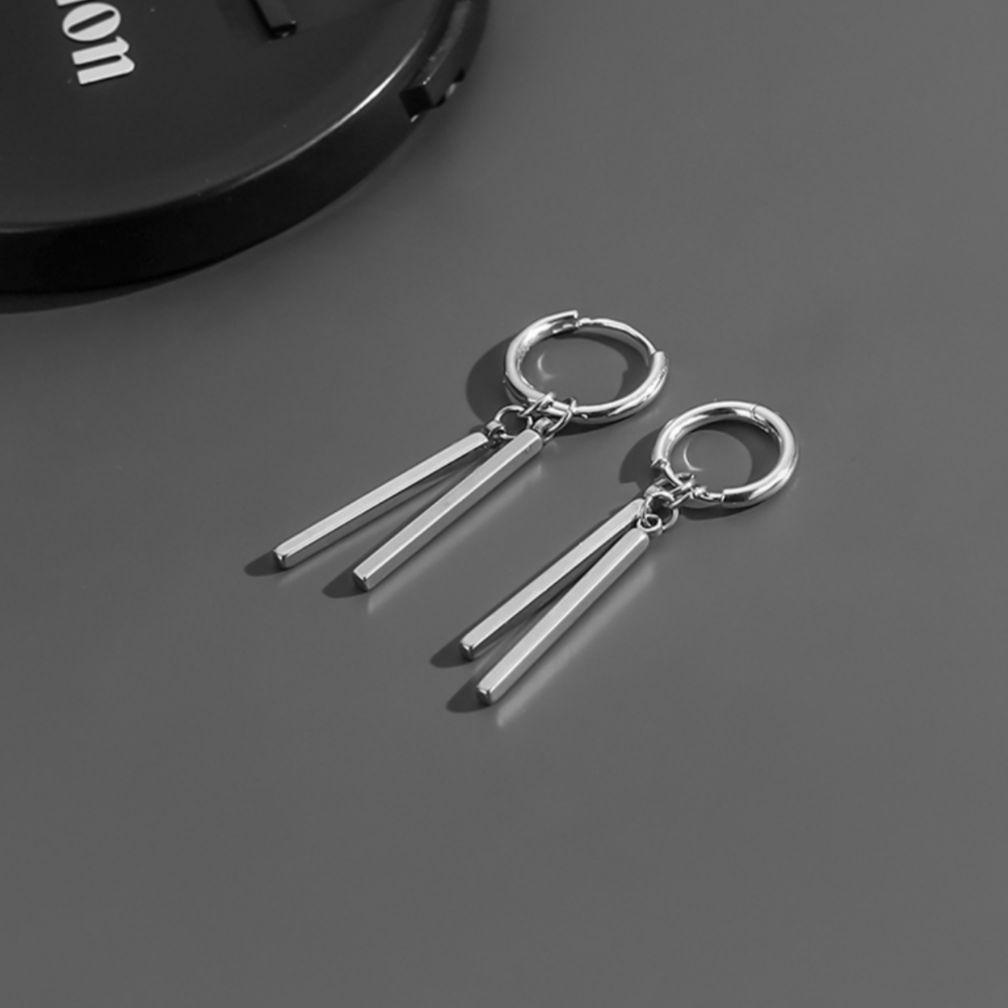 MURAH Anting Tindik Dan Jepit Hoop Batang 2 Hitam Dan silver / Anting hoop Titanium Anti Karat / Ant