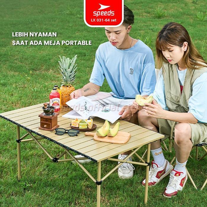 SPEEDS Meja Piknik Lipat Meja Lipat Kursi Lipat Camping Outdoor 031-34
