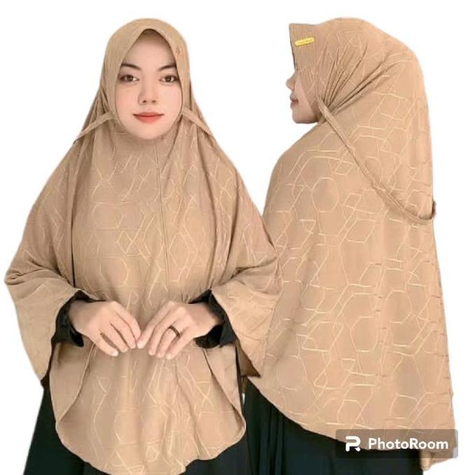Latet- Hijab Khimar Jumbo Syari Aisyah Tali Jersy Jaguar /Khimar Jumbo Xl Santai  / Kerudung Syari M