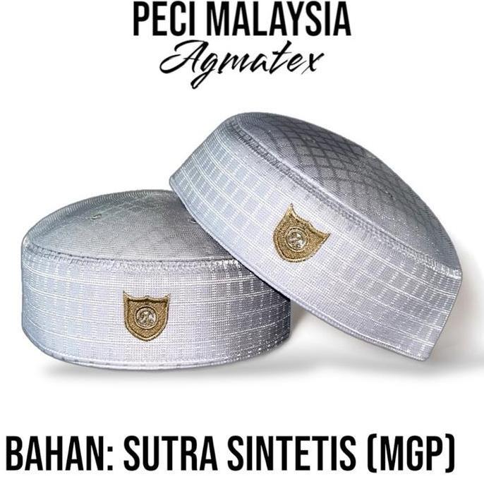 Termurah / Hot Sale Peci Malaysia Agmatex Bahan Sutra Sintetis Mgp Kopiah Pria Songkok Motif Logo Pu