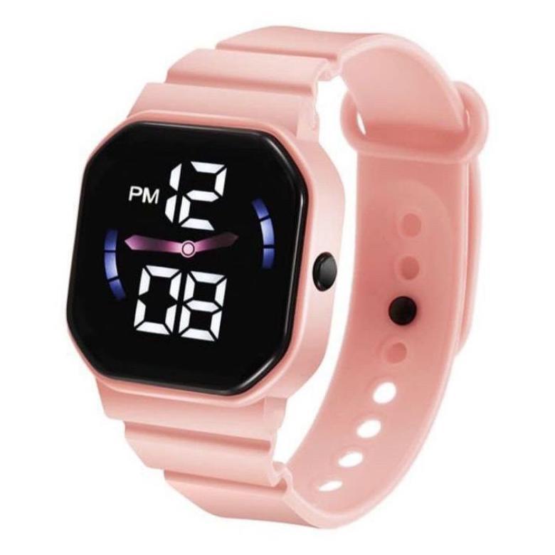 100% AMAN Jam Tangan LED Digital Pria Wanita Petak Couple Elektronik Fashion