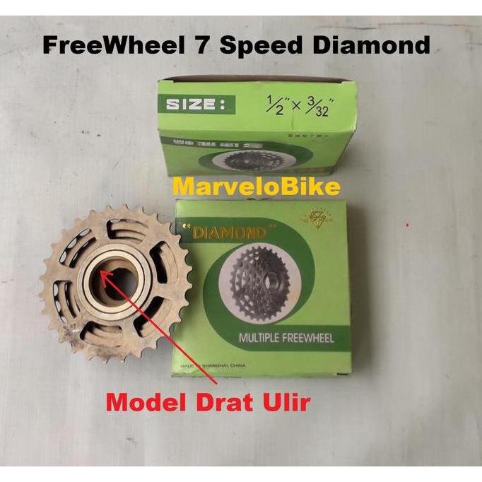 Ready Sproket FreeWheel Sepeda 7 Speed Diamond Drat Ulir