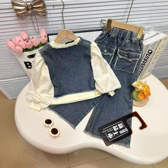 ''Terlaris" [Cleynkidz] C2022 - Baju Setelan Anak Kekinian Baju2In1+Celana Panjang Fashion Terbaru B