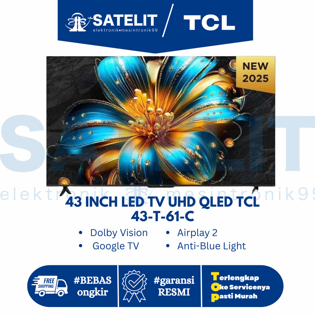 TCL 43T61C QLED UHD Smart TV 43 Inch – 43 UHD QLED Google TV Berkualitas