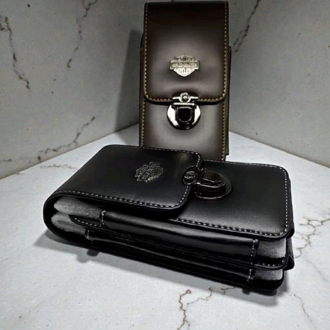 Gabrim- Tas Pinggang Hp Pria Kulit Pu - Dompet Dobel Slot Pinggang Terlaris