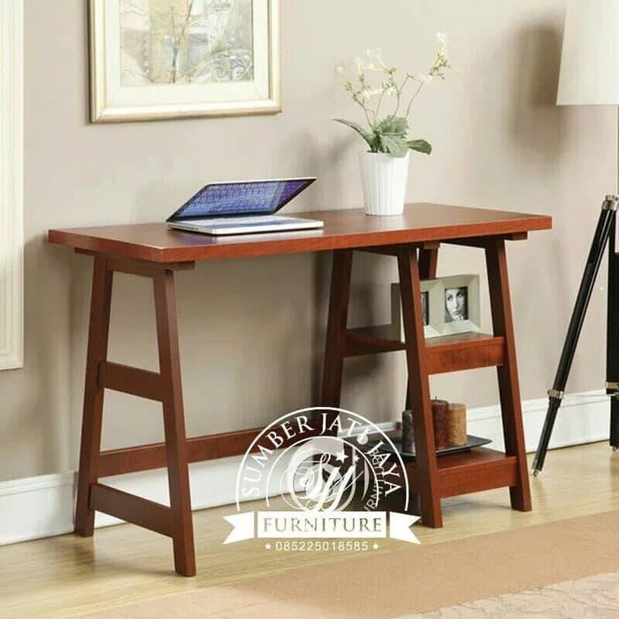 meja jati, meja komputer minimalis, mebel jati