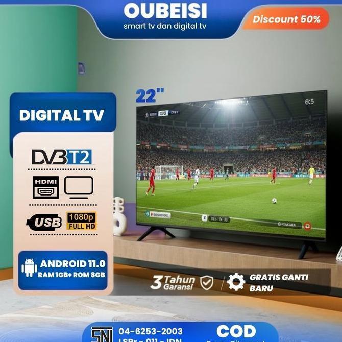 MURAH BERKUALITAS - OUBEISI TV LED 21/22 Inch Full HD Digital/SMART Televisi Murah dengan Garansi 3 