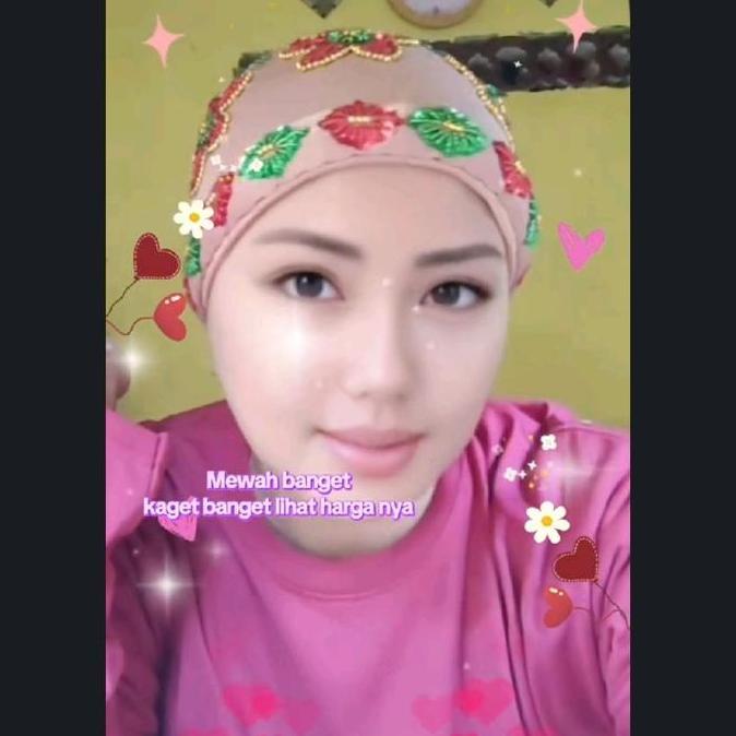 Kerpus Payet Banjaran kupluk mewah topi cantik hijab instan Kerudung Karet Dewasa Wanita Katun Ciput
