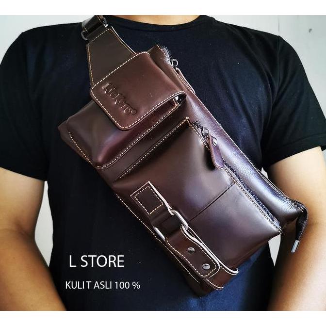Gabrim- Tas Waistbag Kulit Asli Pria Garut