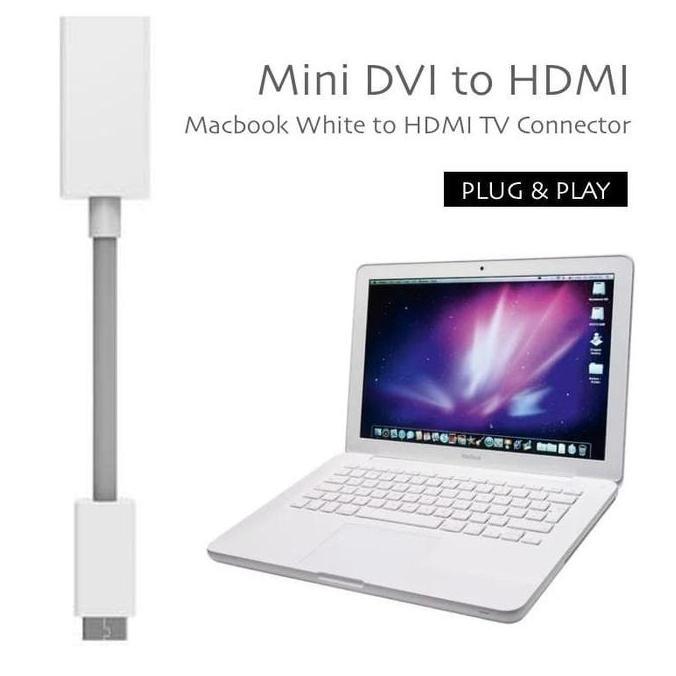 NEW Konektor Macbook White ke Proyektor - Mini DVI To HDMI