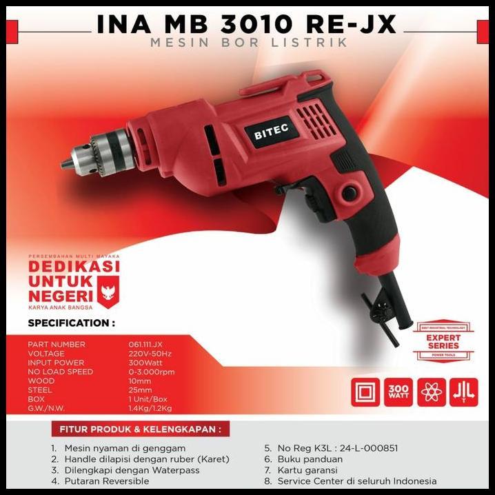 TERLARIS MESIN BOR 10MM BITEC INA MBB-3010 NEW MODEL BOSCH BITEC BOSTEC 