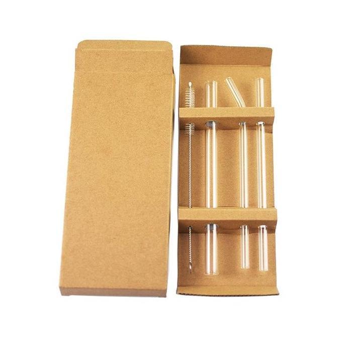 ZHOUCOZI sedotan kaca bening set 4 pcs sedotan transparan glass straw boba set