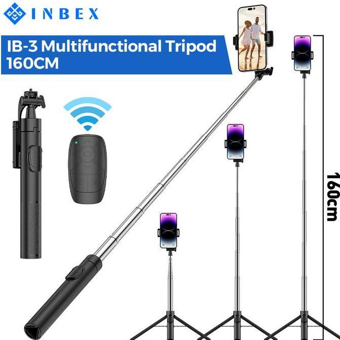 INBEX S03S Tongsis Bluetooth Led Selfie Stick Remote Bright Tripod