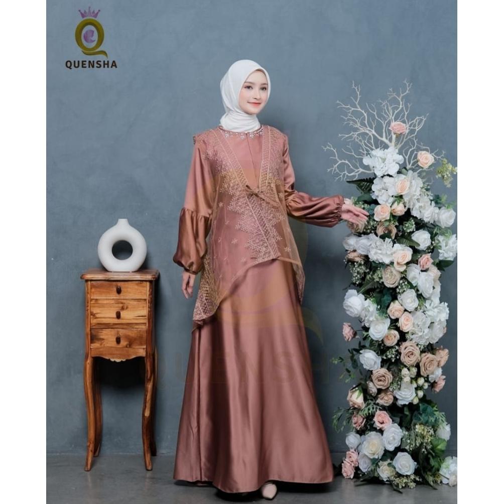 HOT SALE Dress Kondangan Remaja set Rompi Brukat Premium Terbaru 2025 Gamis Pesta Wanita Kekinian se