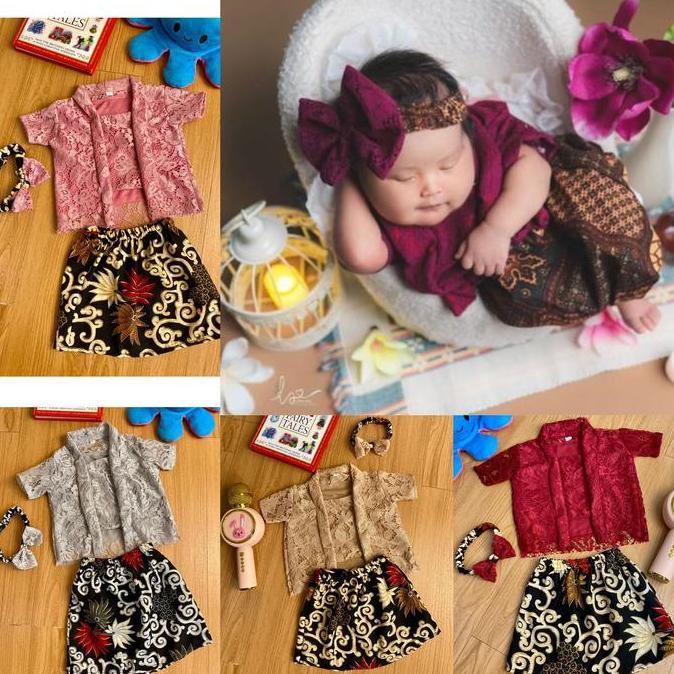 Kebaya Bayi New Born 0 bulan - 5 Tahun FREE BANDO Stelan Kebaya Bayi dan Anak Span Pendek Furing Keb