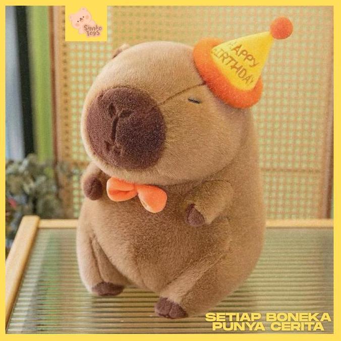 - Boneka Cappybara Happy Birthday Boneka Kapibara Topi Kerucut Happy Birthday Untuk Hadiah Allshop