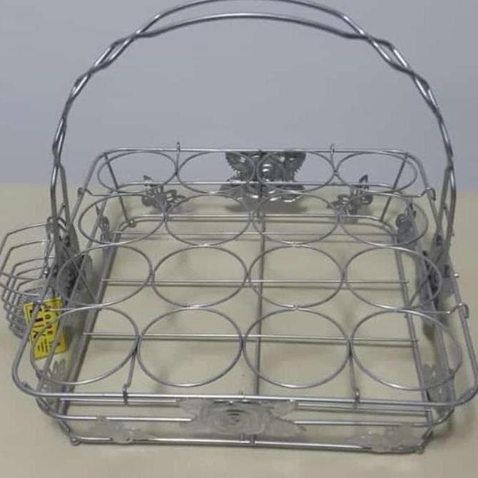 Rak Aqua Stainless 16 Lubang. Keranjang Tempat Air Mineral Aqua Gelas TI