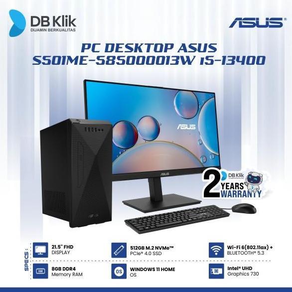 PC Desktop Asus S501ME-585000013W i5-13400 8/512GB Win 11 LED 21,5"