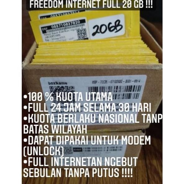 Perdana Paket Kuota Internet Ooredoo IM3 20GB Full 30 hari