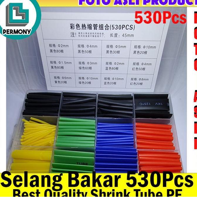 Trikup- Heatshrink Tube Selang Bakar Isolator Heatshrink Kabel Isolasi 530Pcs