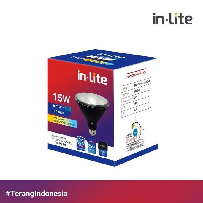 Murah In-Lite Led Lampu Sorot Par 38 15 Watt Inp3801 - Black