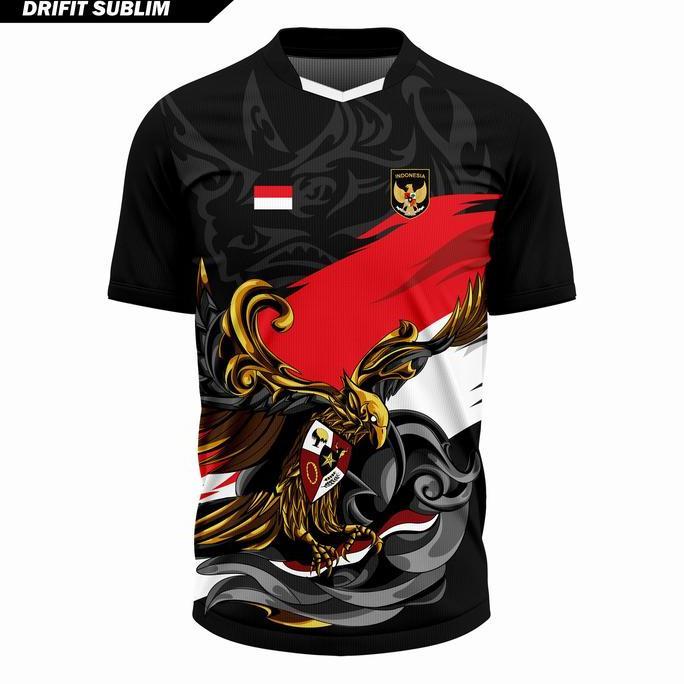Jersey Olahraga Garuda Merah Putih Baju Futsal Kaos Voli Atasan Badminton Running