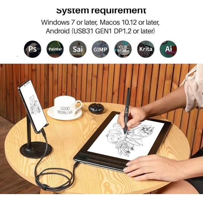 HUION Kamvas Pro 13 2.5K QHD Graphics Monitor Drawing Tablet RESMI