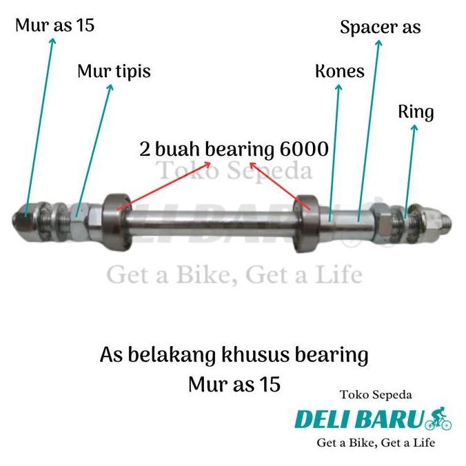 Promo As Khusus Bearing Hub Terombol Pelek Belakang Bering 6000 Mur As 15 Sepeda Anak Bmx Lipat Fede