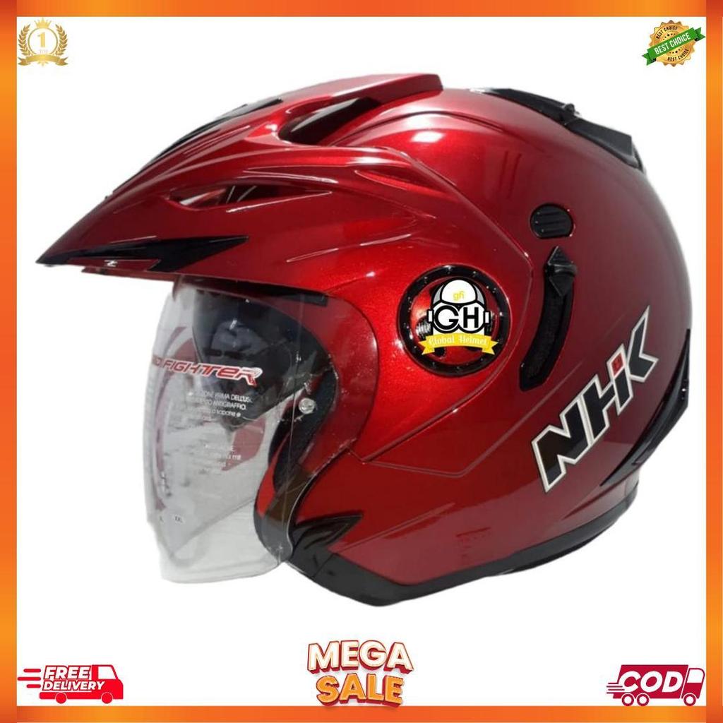 Helm Nhk Halfface Nhk Aviator Solid Royal Red Helm Nhk Helm Motor Nhk [H2]