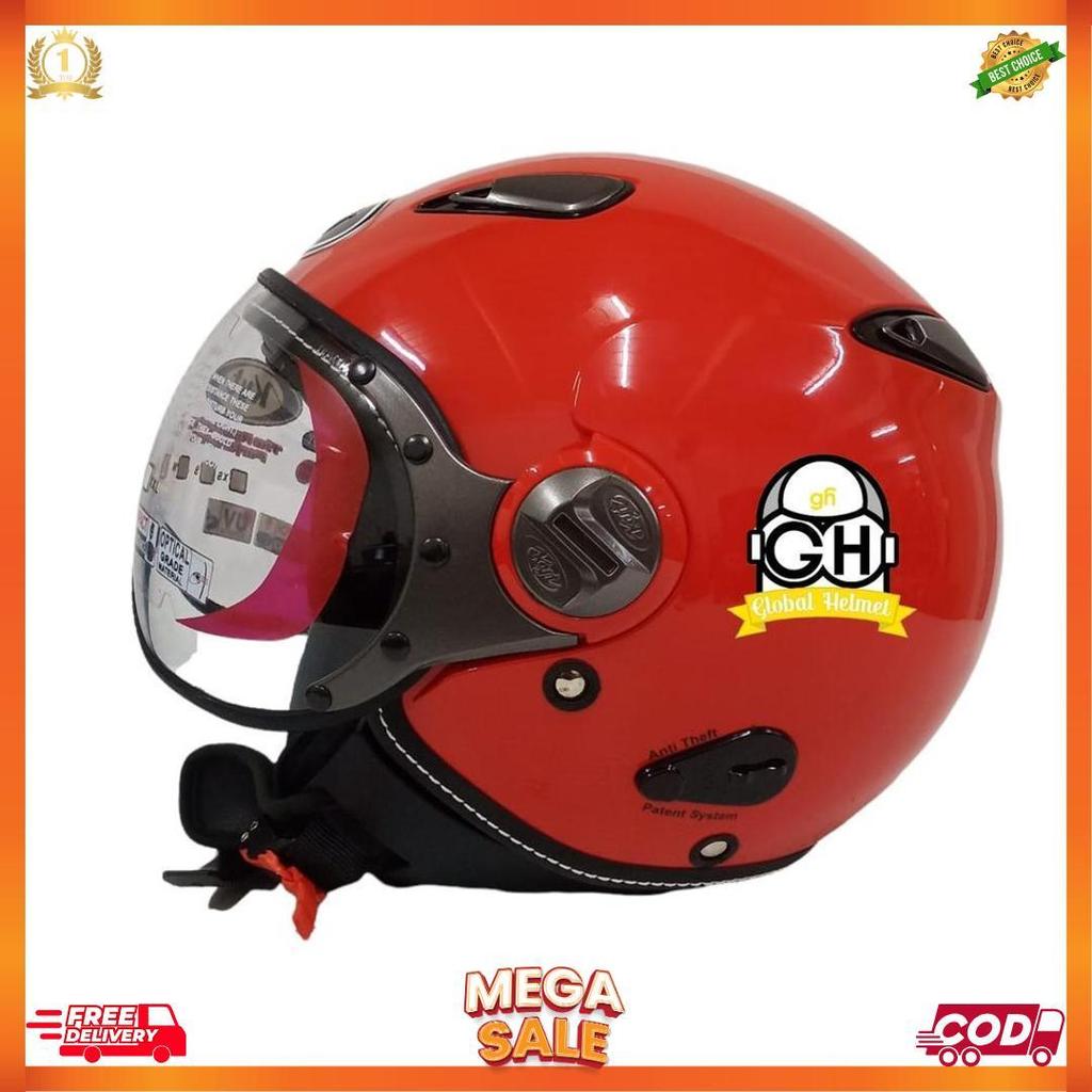 Helm Kyt Elsico Solid Fire Red Half Face Kyt Helm Half Face Kyt Elsico Fire Red [H2]