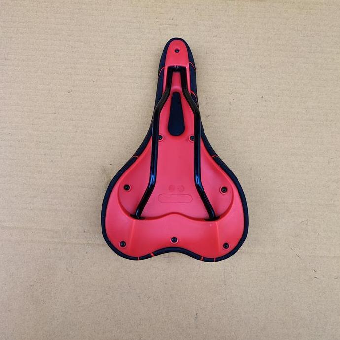 Promo Saddle Polygon Black Red. Sadel Sepeda MTB Hitam Merah Empuk Original Diskon