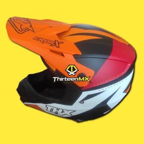 TERLARIS - Helm Trail Supermoto THX CROS X Trail Cross Not AGV AX8 AX9 Arai LS2 Nolan Airoh JPX