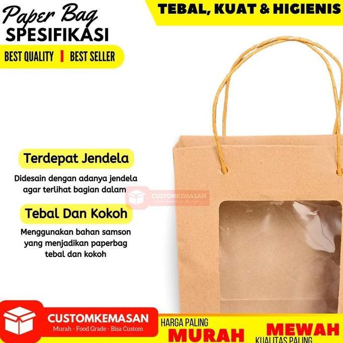 Picnpic- Paper Bag Jendela Isi 12 Pcs  / Kantong Kertas Coklat / Paper Bag / Tas Makanan / Paper Bag