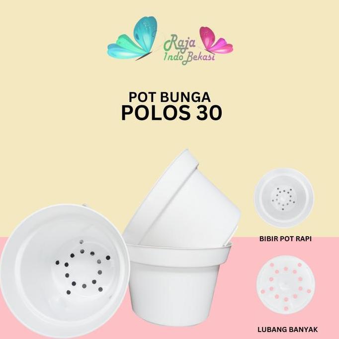 RAJA INDO Pot 30 Hitam Putih Coklat Bata Polos Pot Bunga Tanaman Hias Besar Lusinan Pot Bunga Plasti